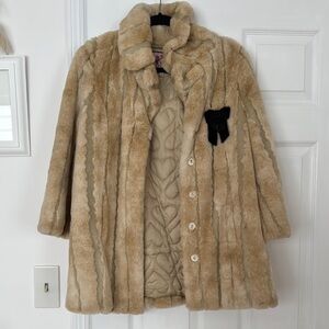 Juicy Couture Beige Teddy Coat with Black Bow Accent